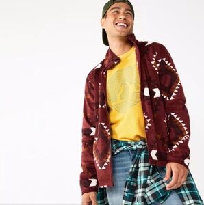Sonoma Men's Maroon Native Print Jacket Size Medium
